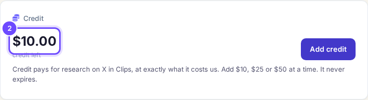 Credit left, in dollars.