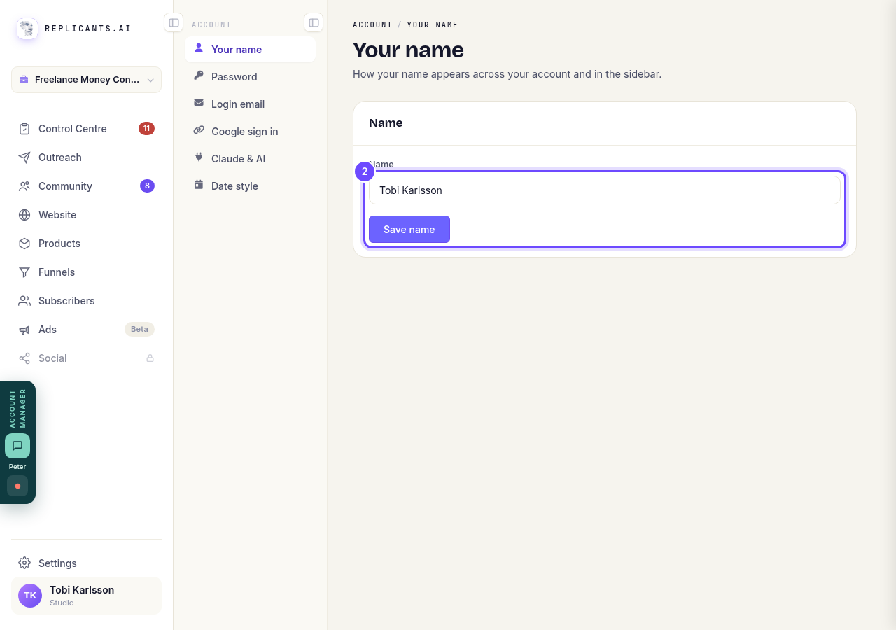 Name, and Save name.