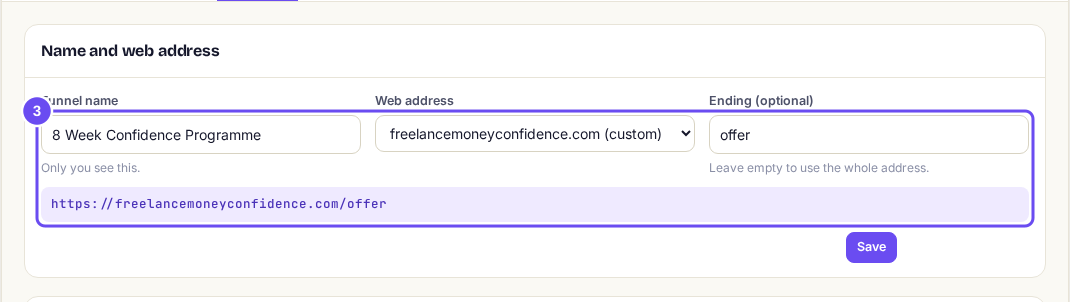An ending, and the full address it makes.
