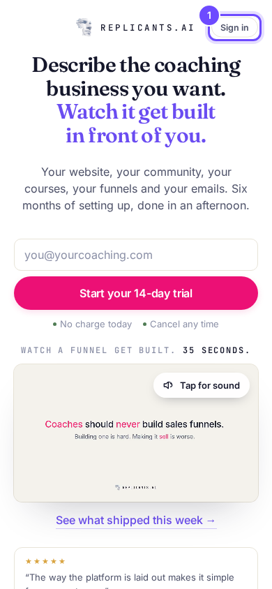 Sign in, at the top of the page.