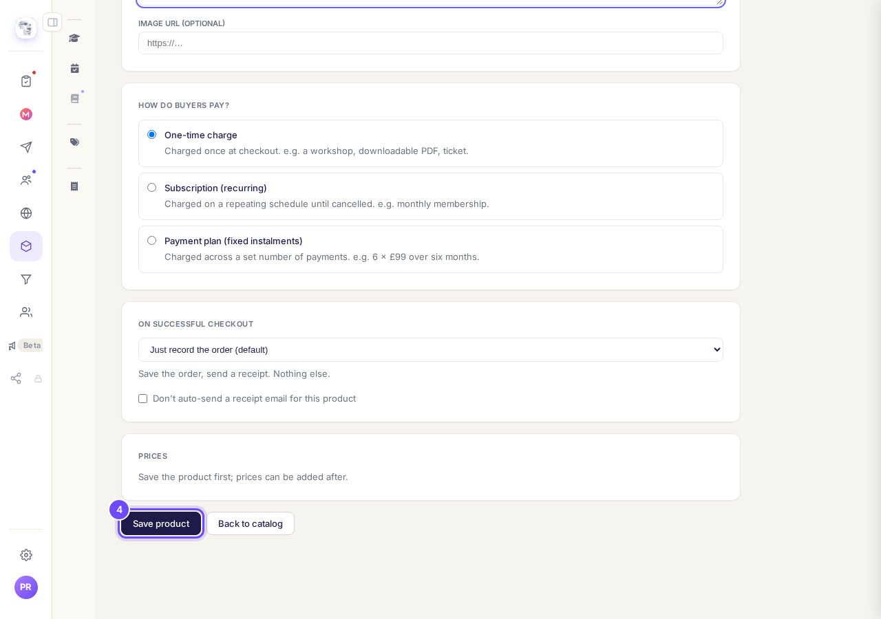 Save product, at the bottom of the form.