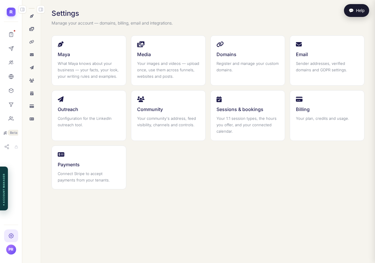 Settings, then the row called Outreach. Two menus deep, and not the Outreach menu.