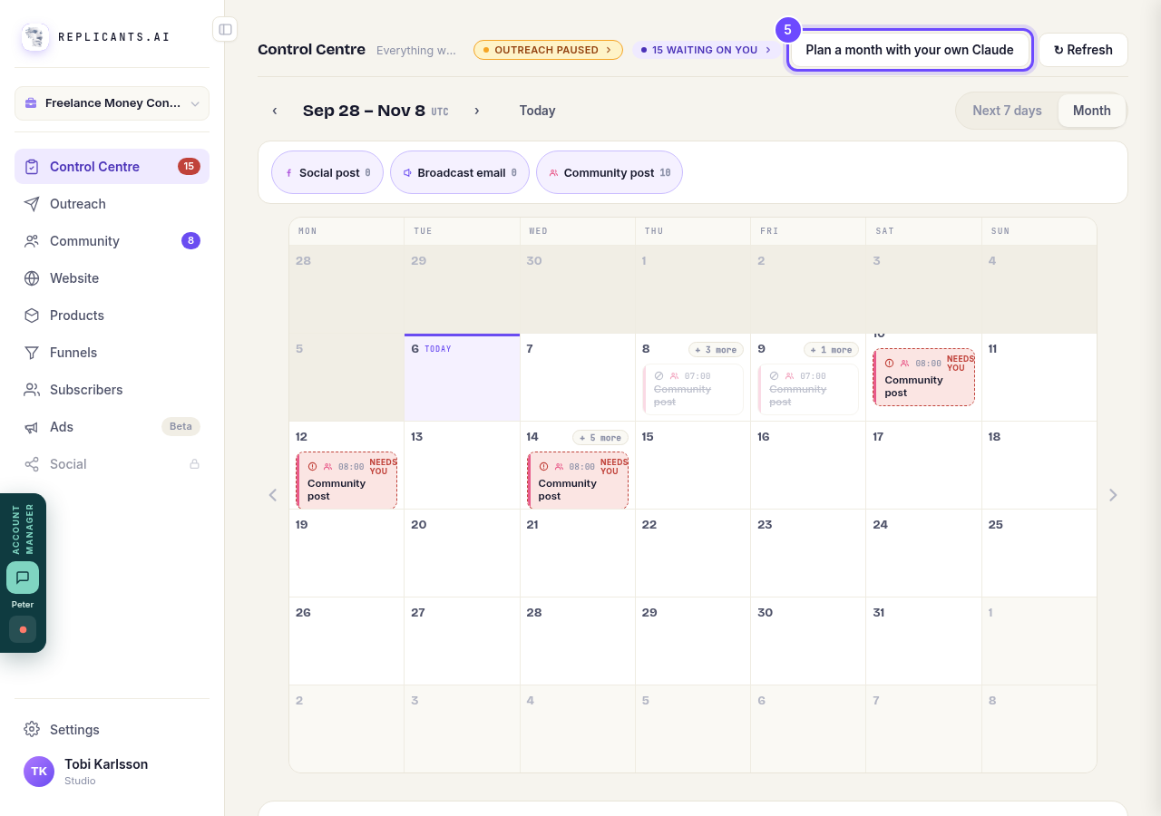 Press **Plan a month with your own Claude**.