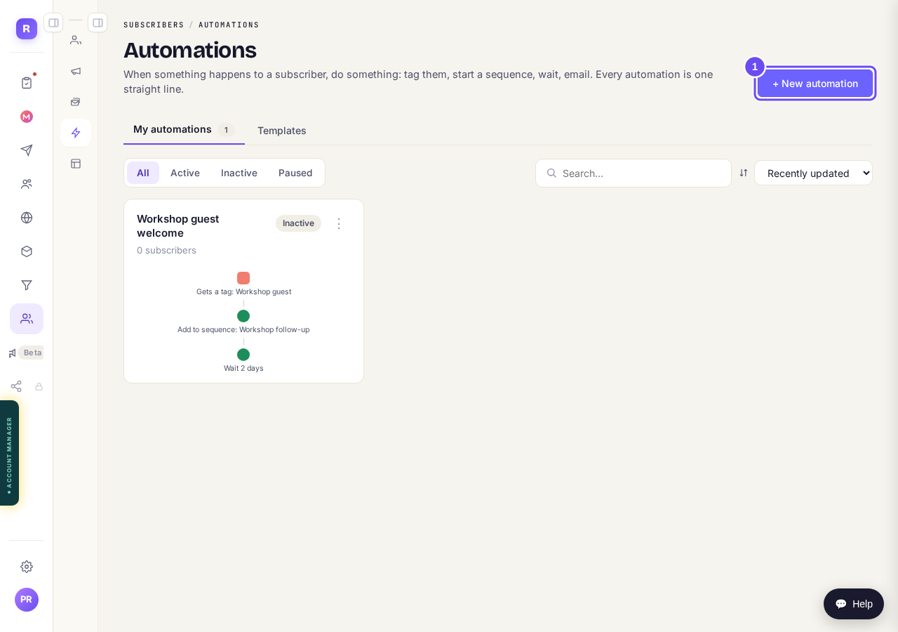 Your automations, and the + New automation button.