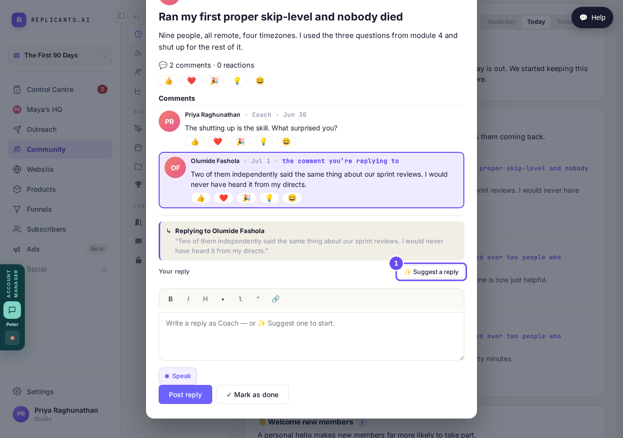 The whole conversation above, and your reply box at the foot of it.