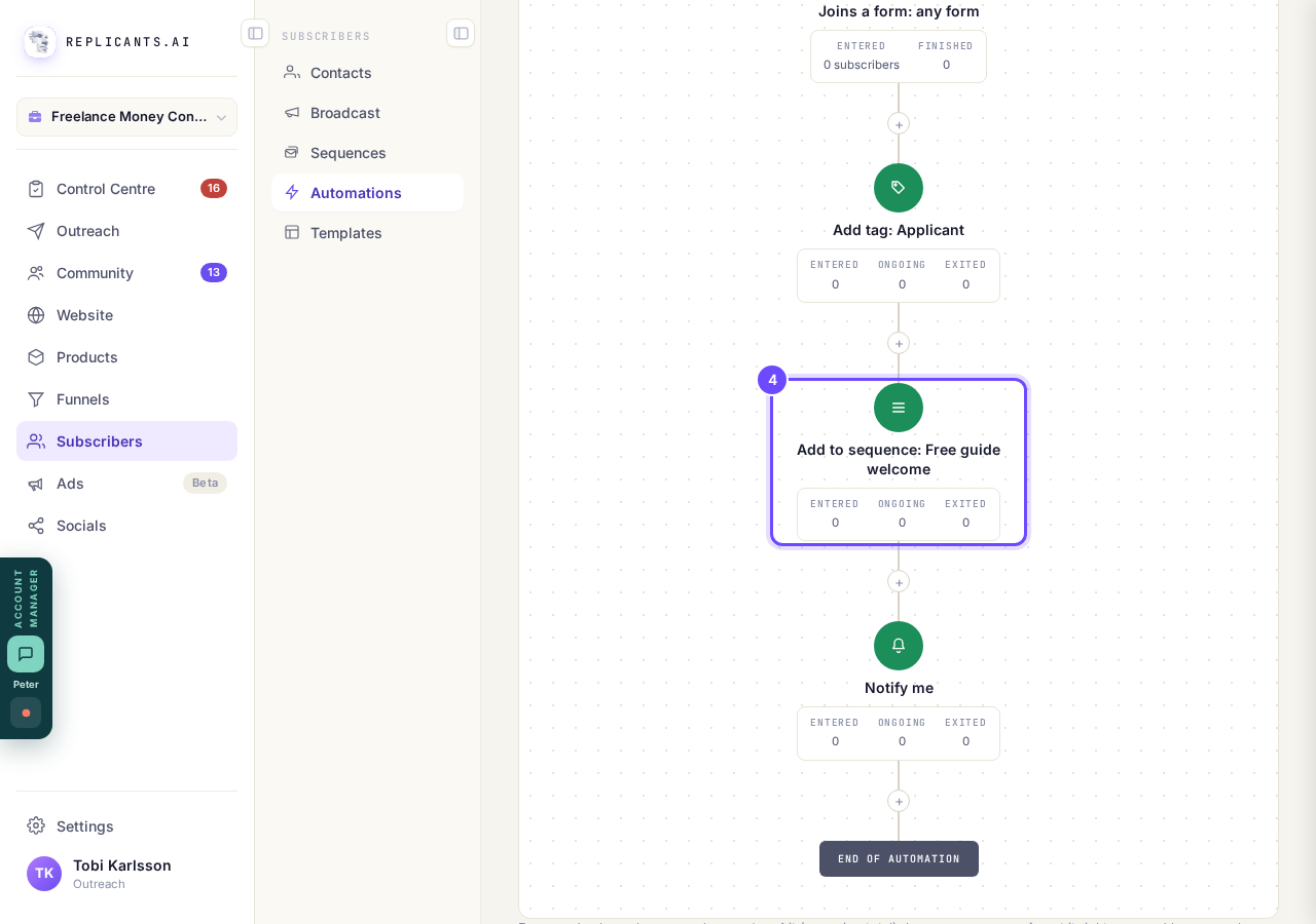The Add to sequence step, naming the sequence.