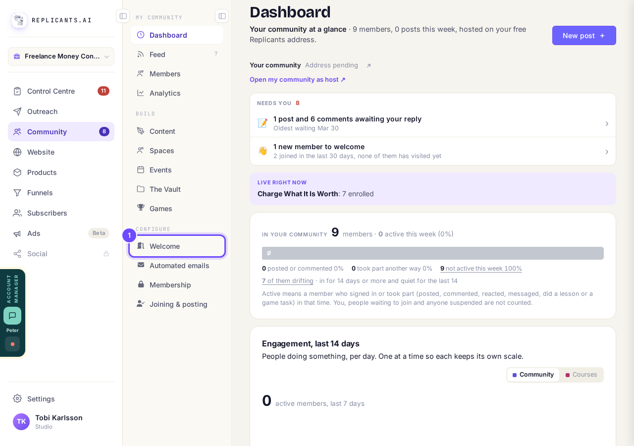 Welcome, under Configure.