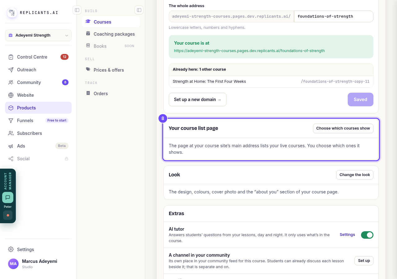 Choose which courses show, on Your course list page.