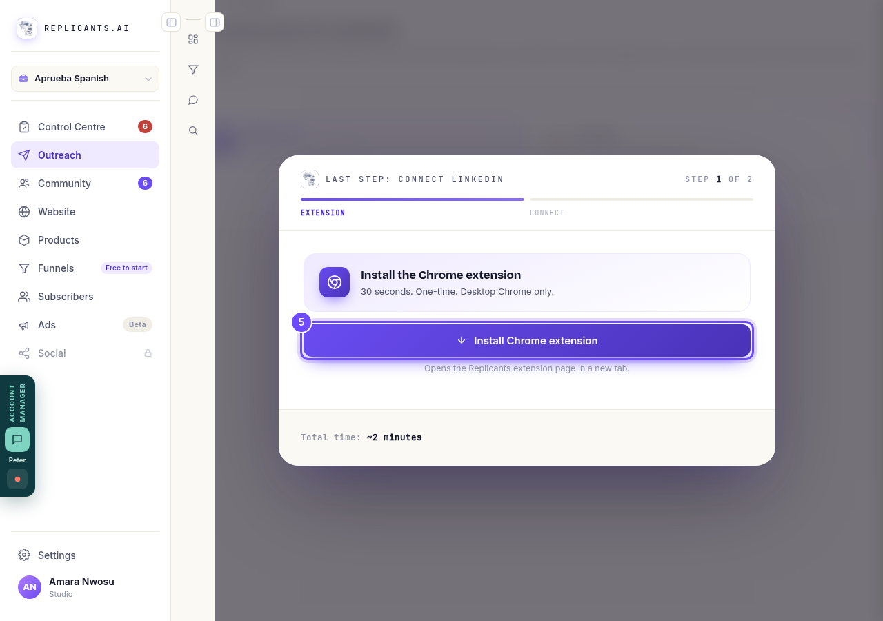 Install Chrome extension, on the first of the two connect screens.