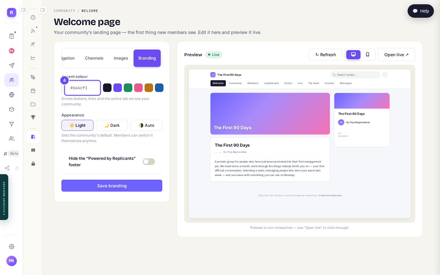 A hex code or a swatch. Buttons, links and tabs, not the banner.