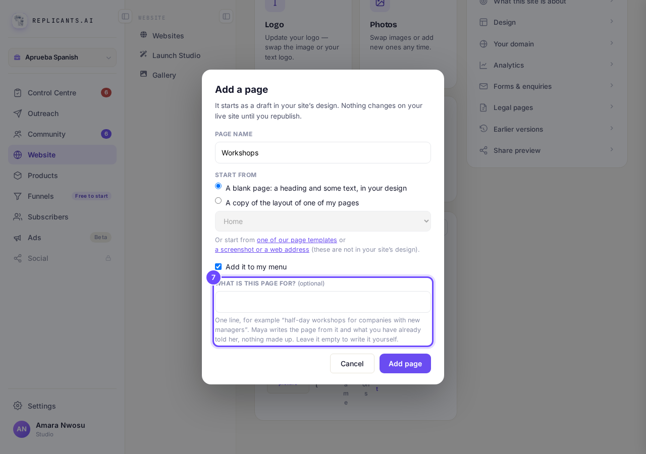 What is this page for? It is optional.