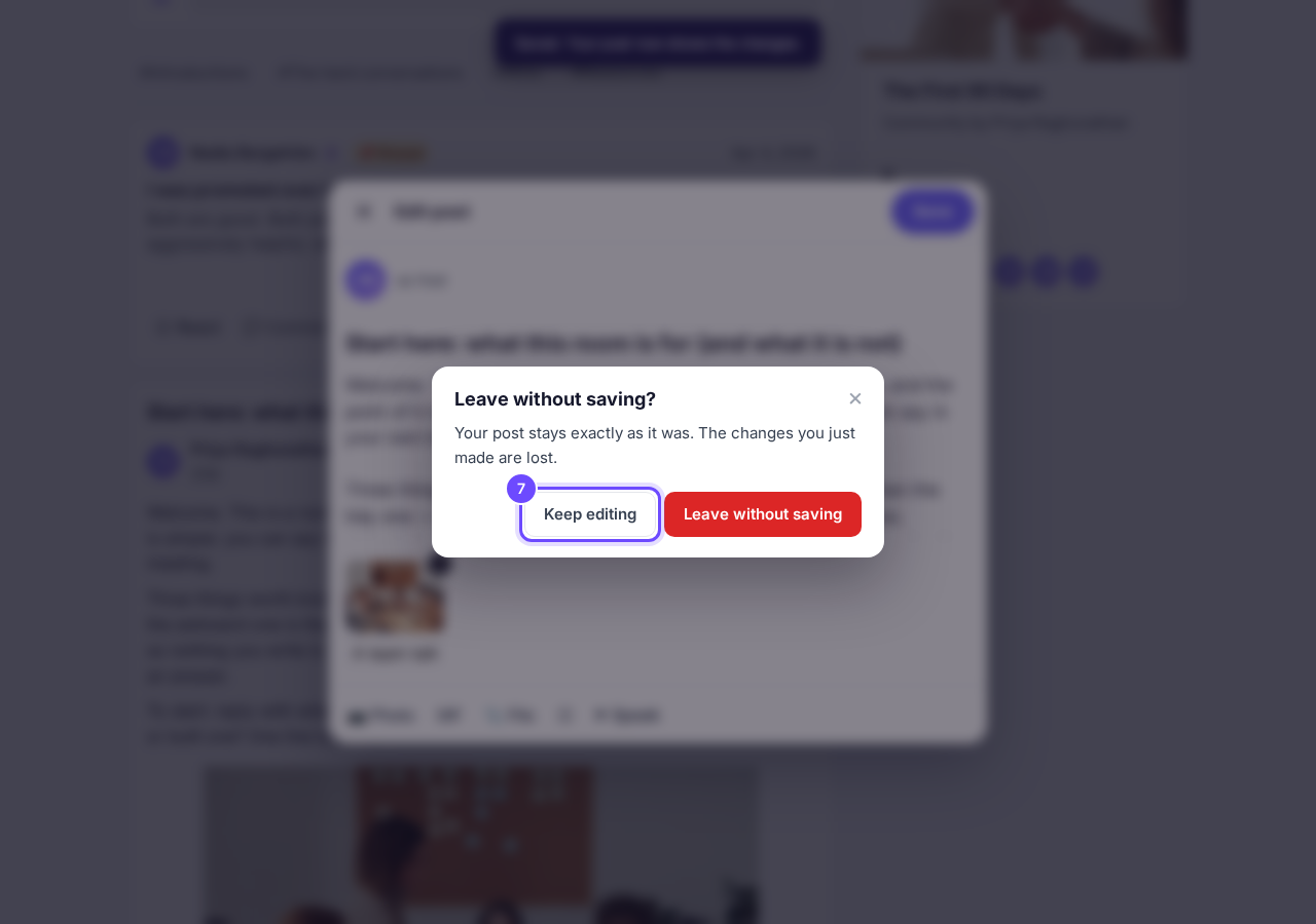 Leave without saving?, with Keep editing.