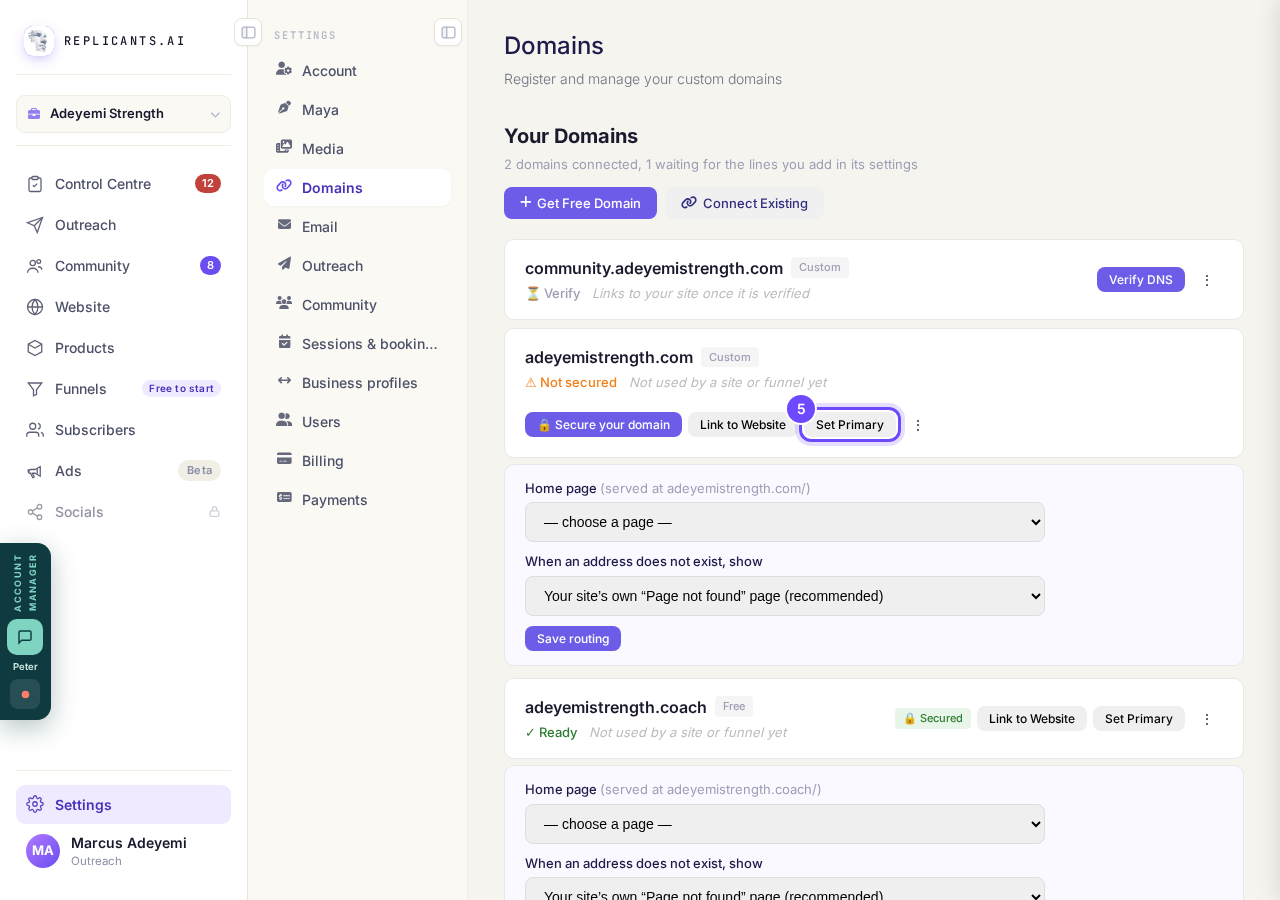 Set Primary, on a verified domain.