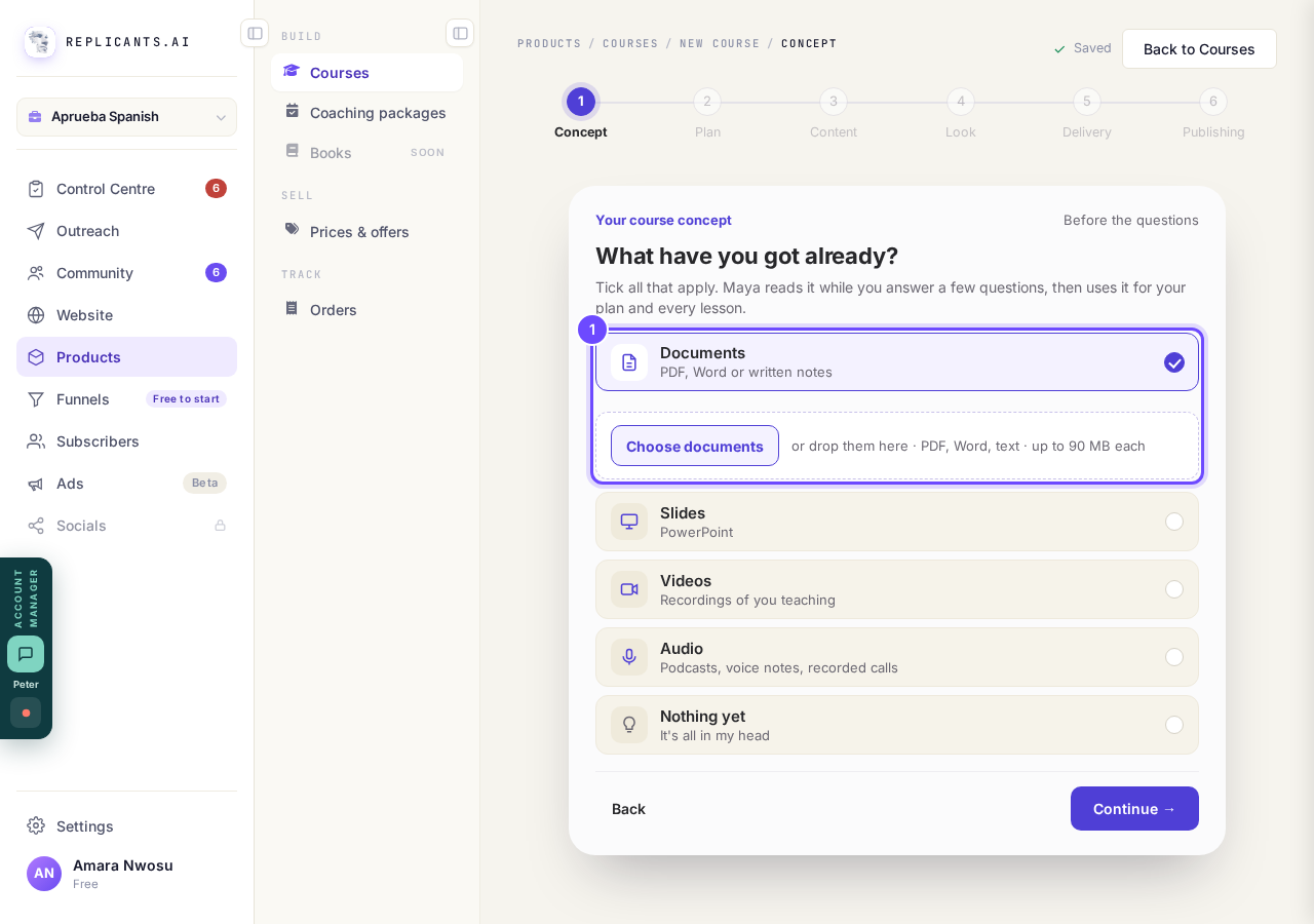 Documents, then Choose documents.