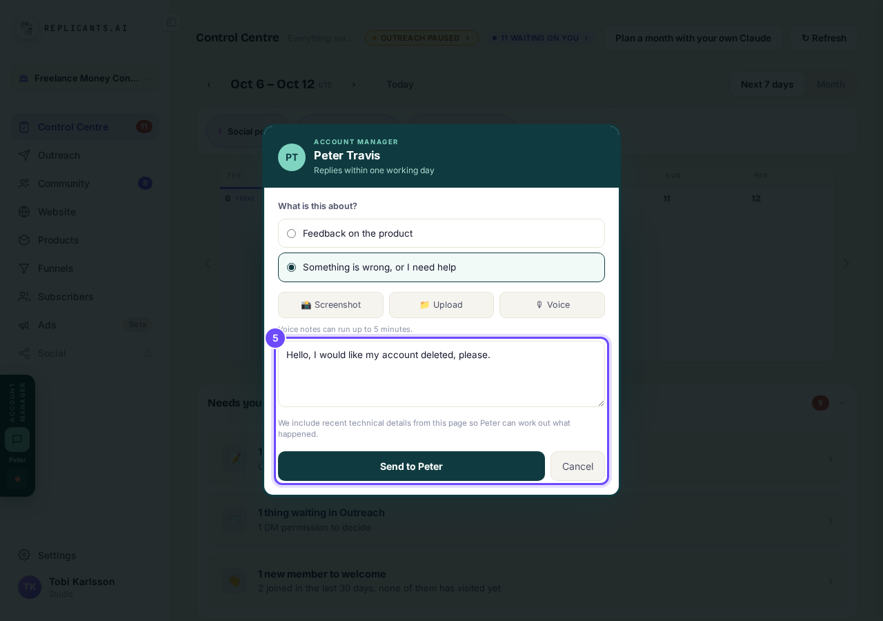 Your message, and the Send to button under it.