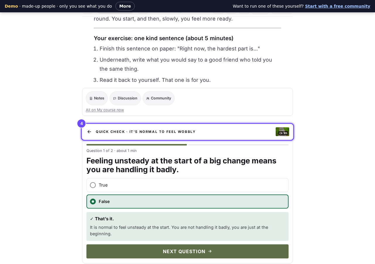 Two questions after the lesson, with the reason for each answer.
