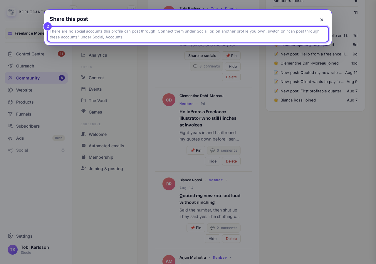 With no accounts connected, the panel says so.