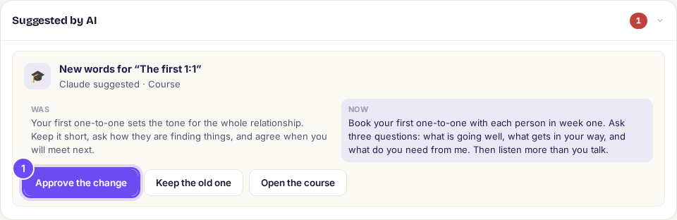 Suggested by AI lists every change waiting for you.