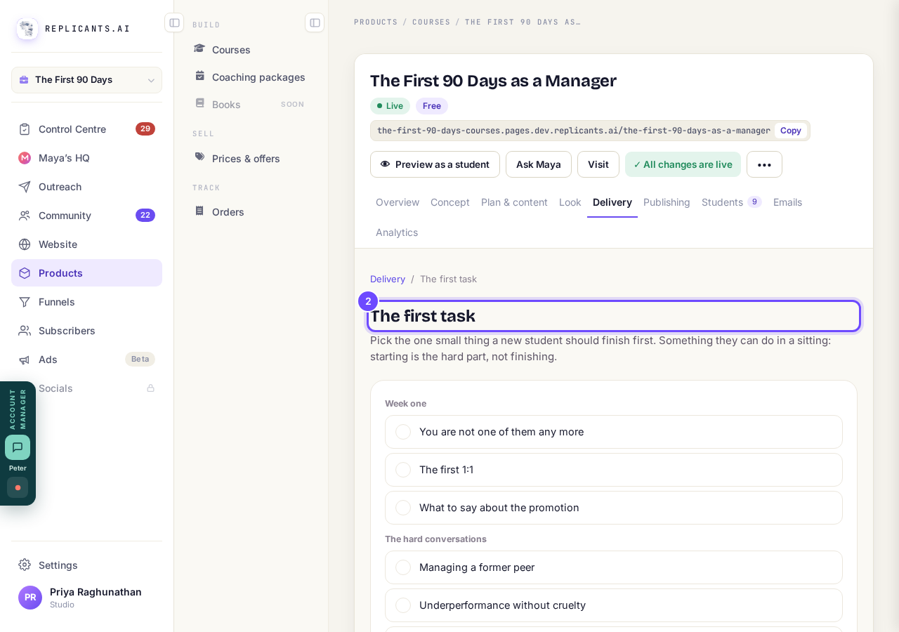 The first task page.
