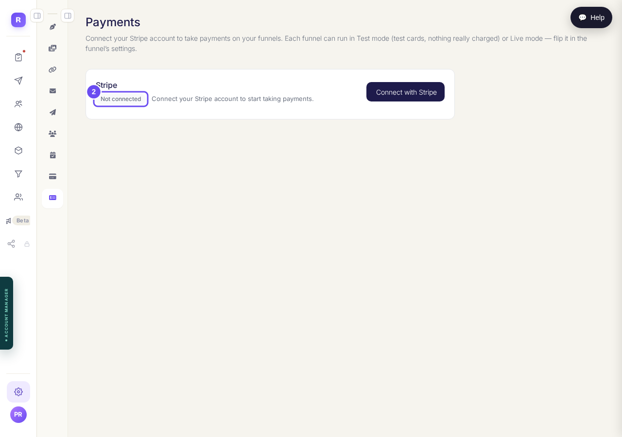 Not connected, and a note about test money against real money.