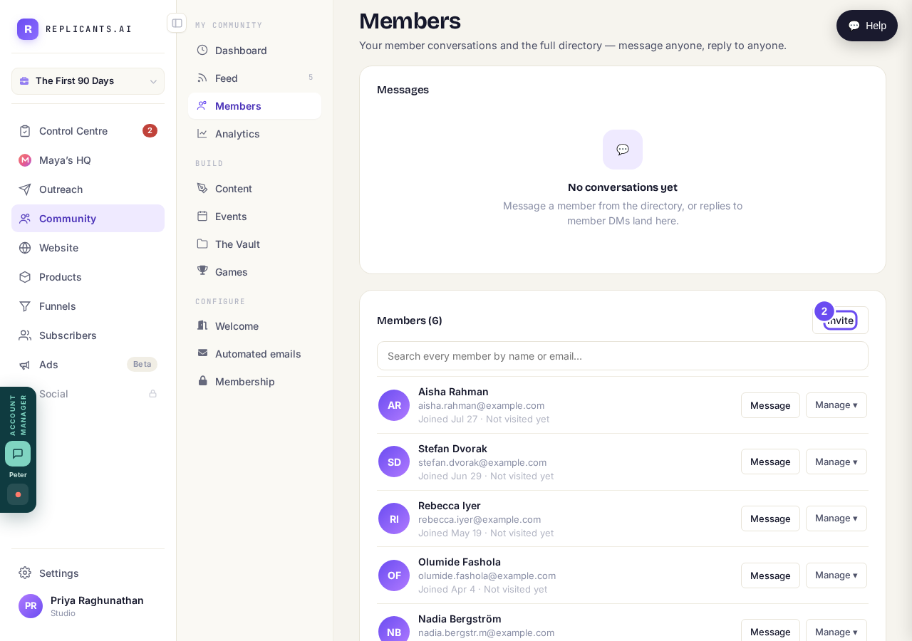 Invite is beside the count, not at the top of the page.