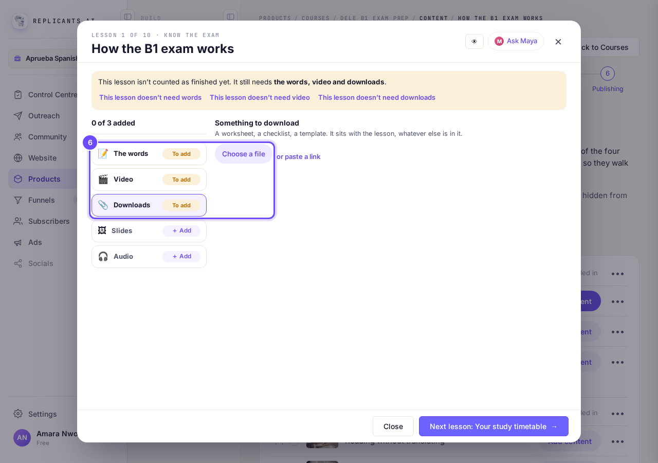 Downloads, then Choose a file.