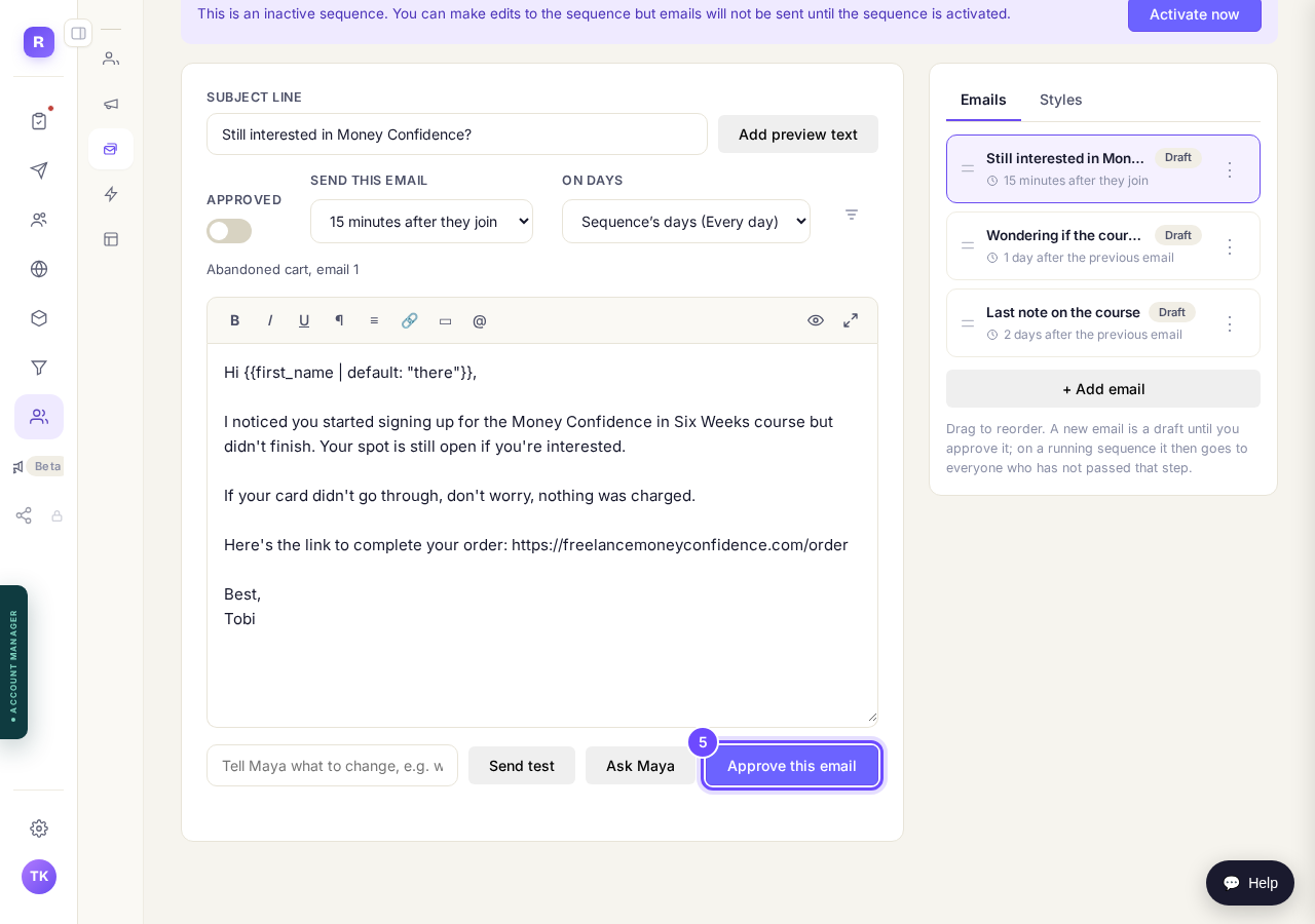 Press "Approve this email".
