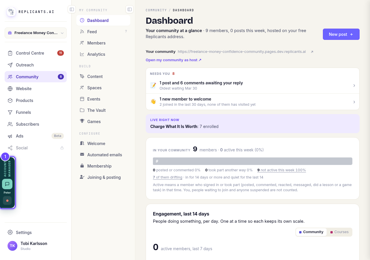 The Account manager strip, at the left edge.