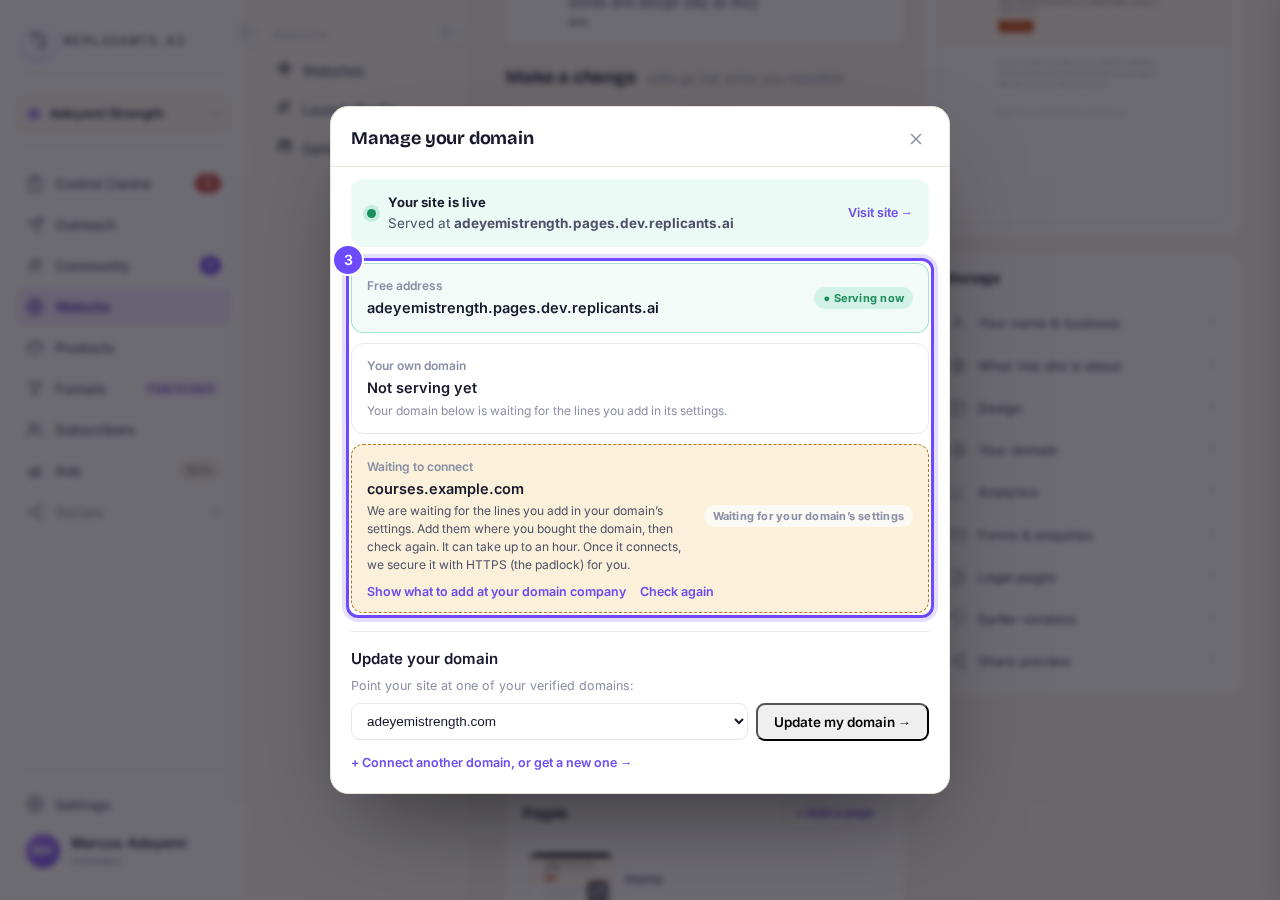 Manage your domain: the addresses you have.