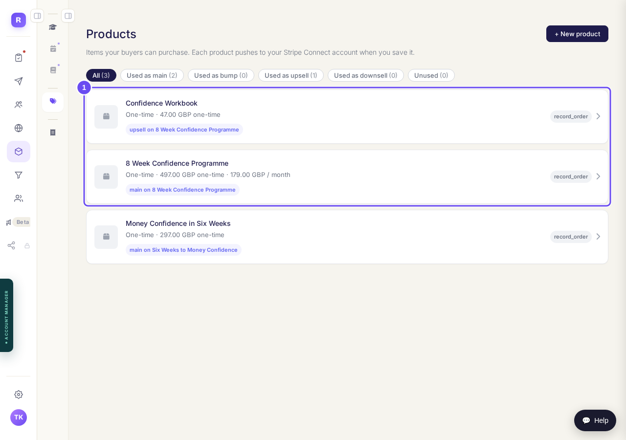 Your products, in Products under Prices & offers.