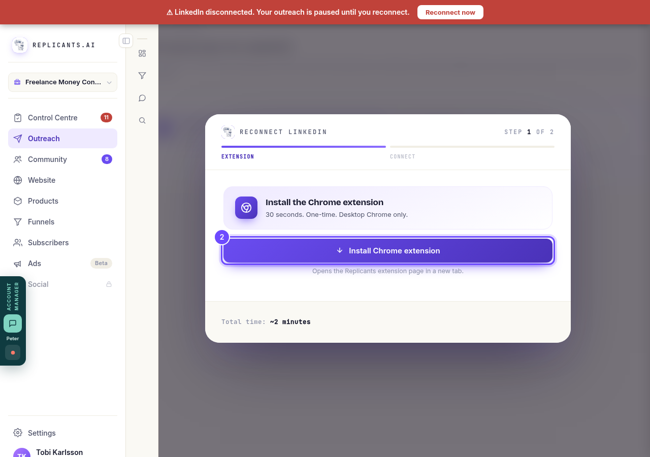 Install Chrome extension, only when the extension is missing.