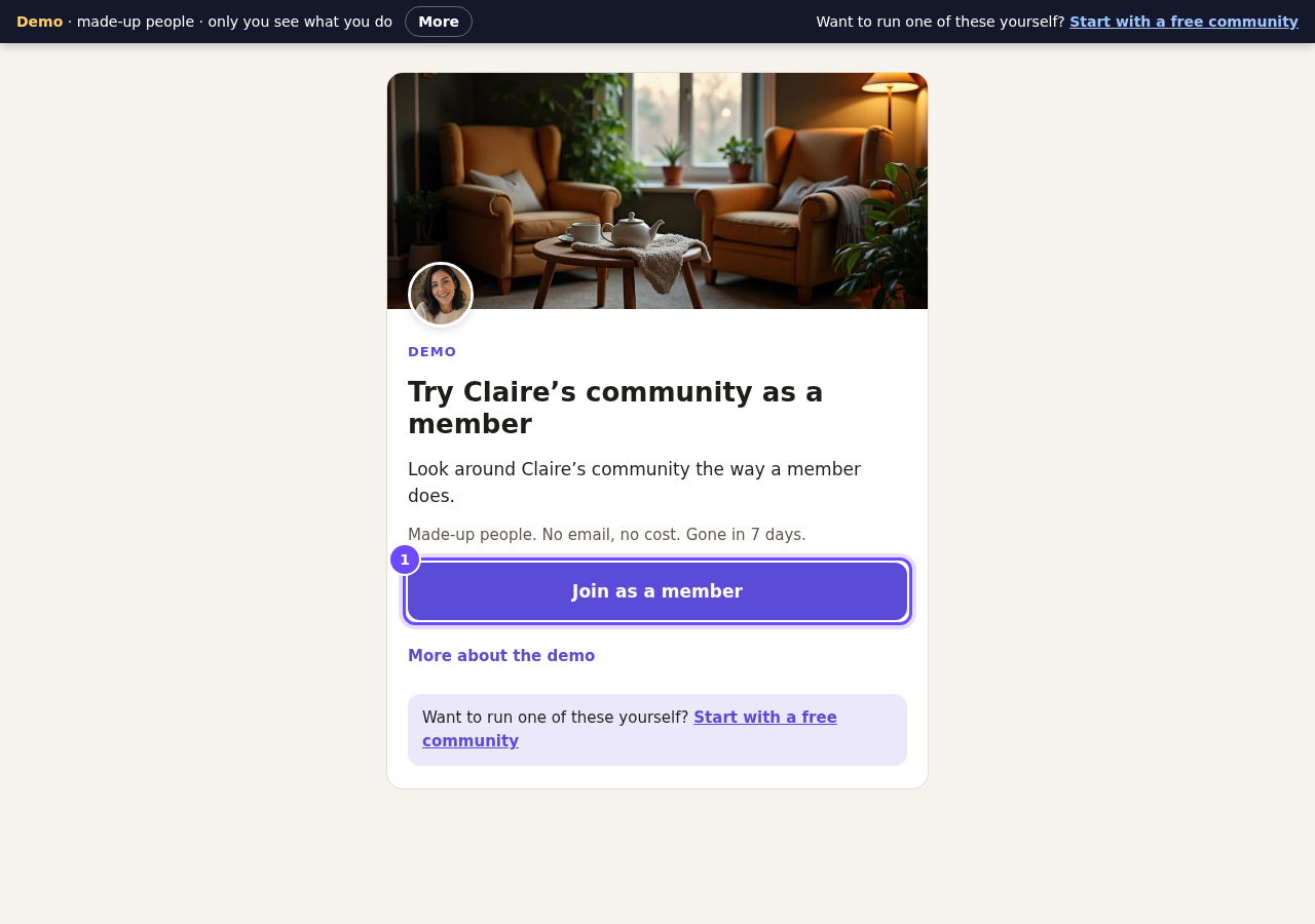 The door to Claire's course. No email, no password.
