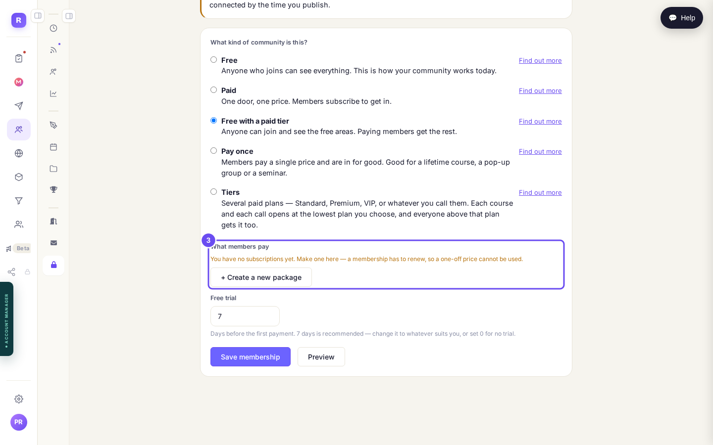 No subscriptions yet, and the button that fixes that.