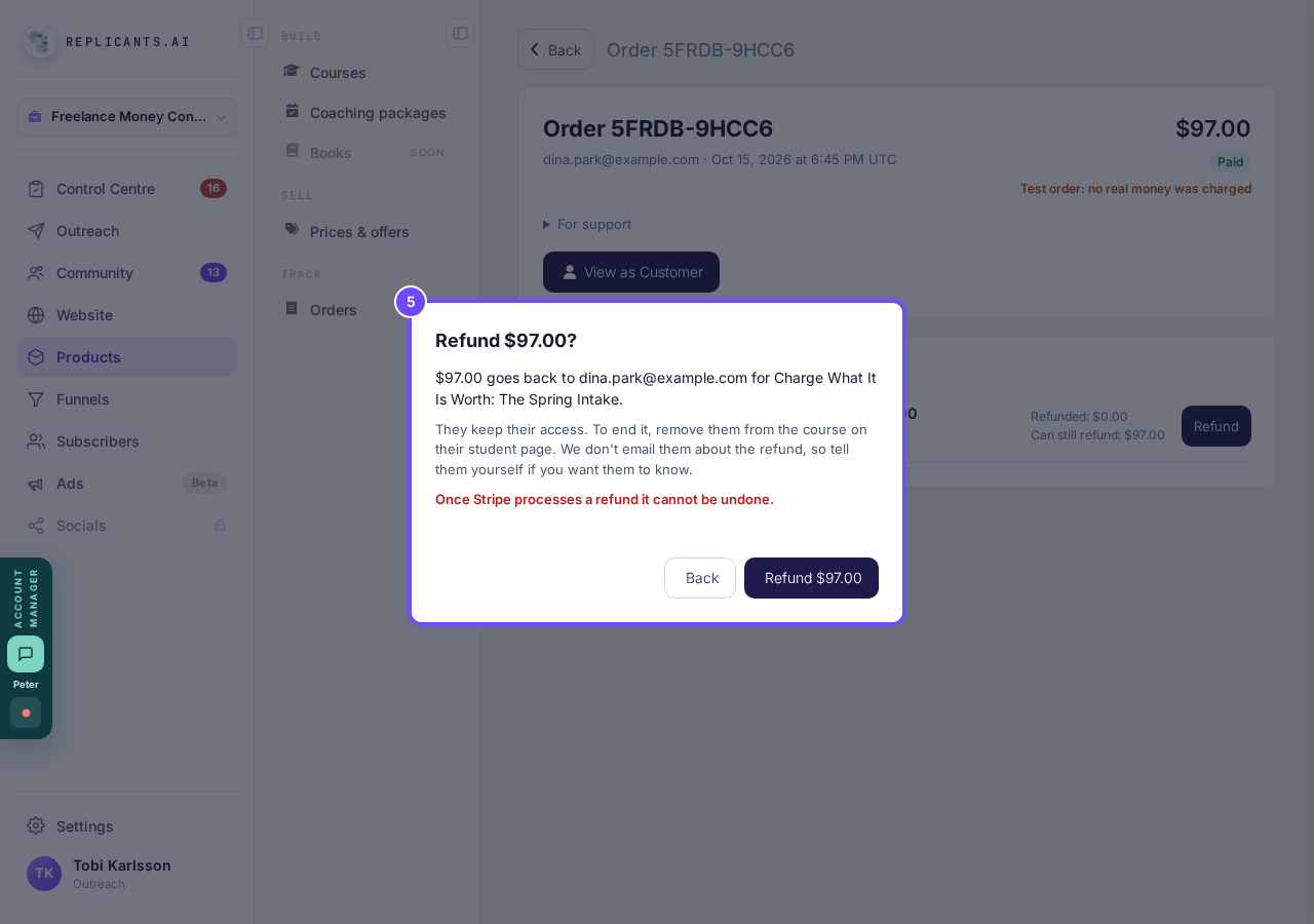 Refund $97.00?