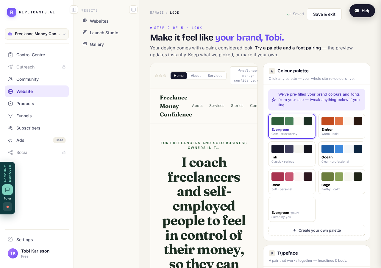 Pick a palette and watch the preview on the right change to match.