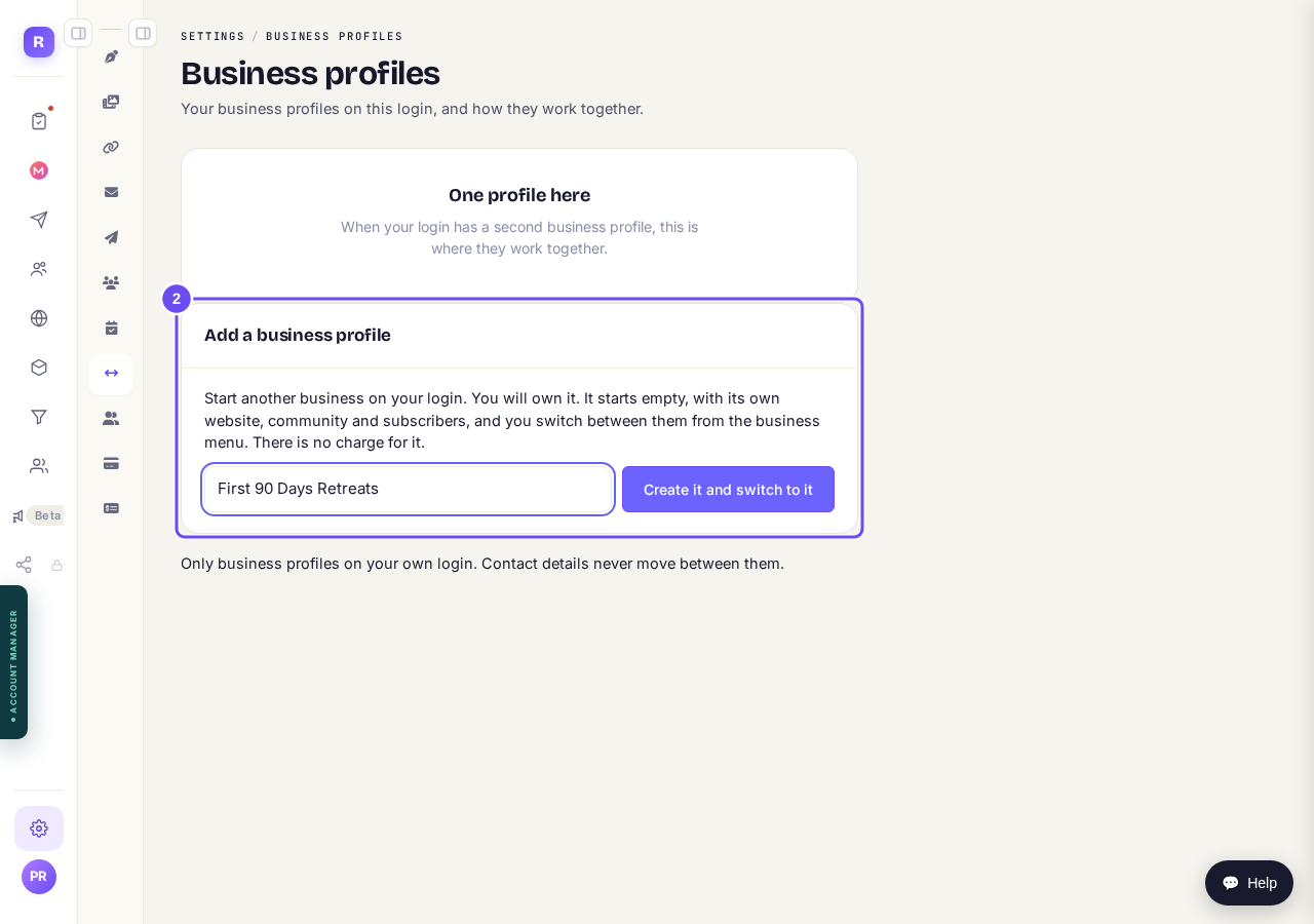 The Add a business profile box.