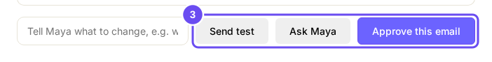 Send test and Approve this email, under each email.