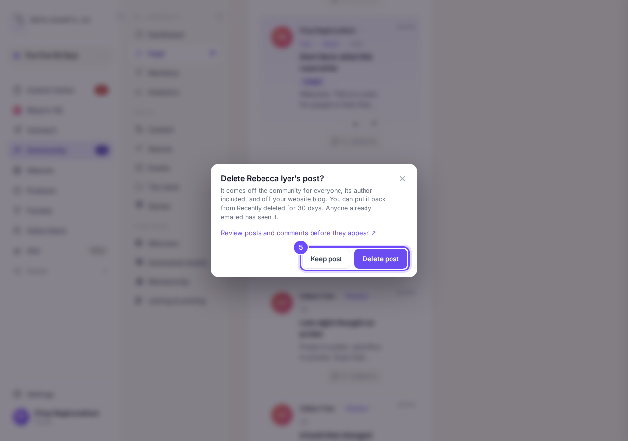 The question before a member's post is deleted.