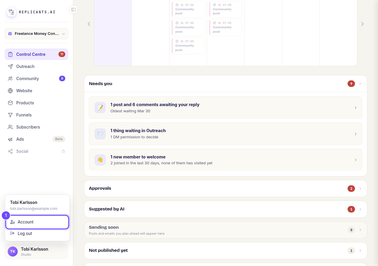 Account, above Log out.