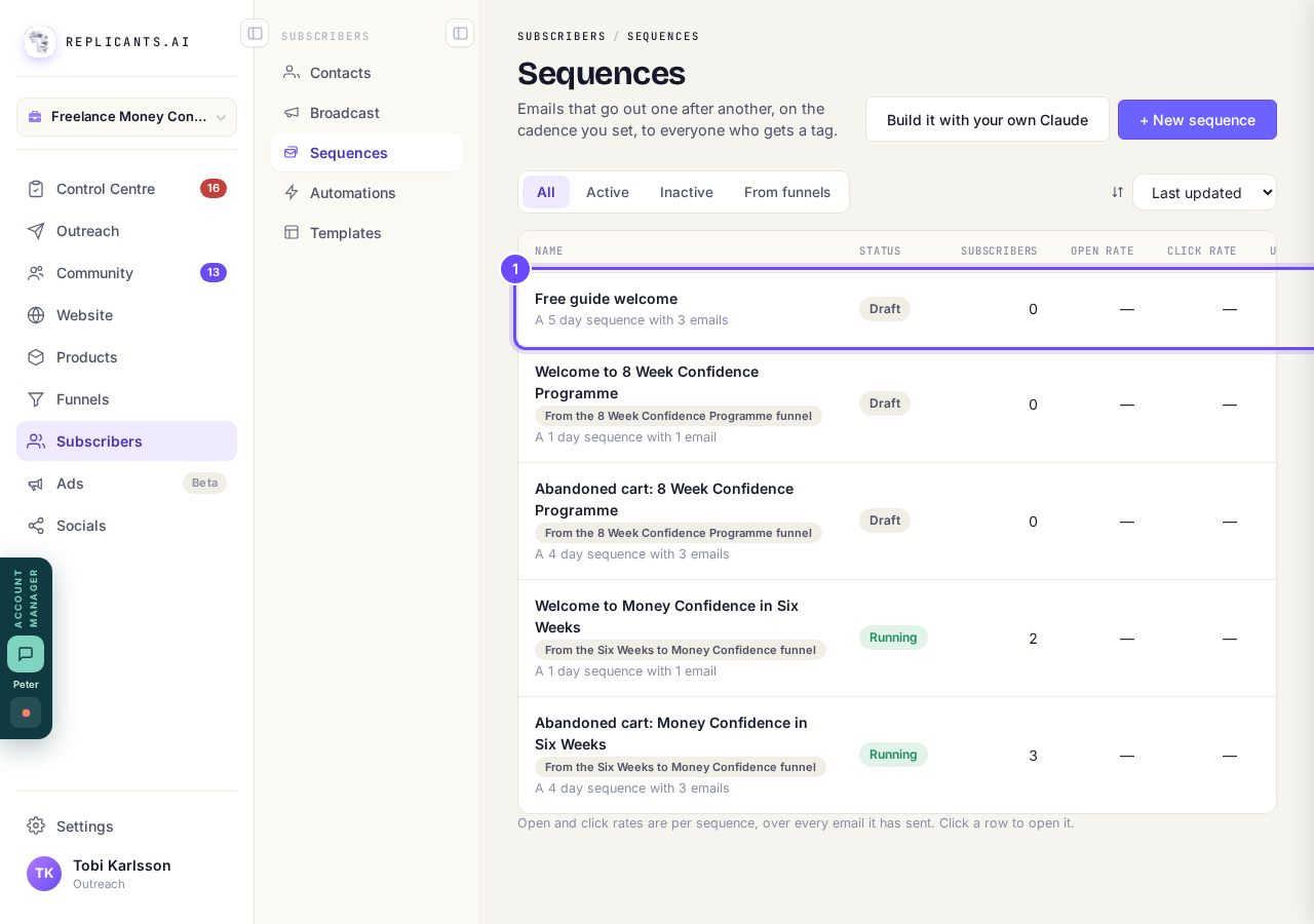 Your sequences, with Used in on the right.