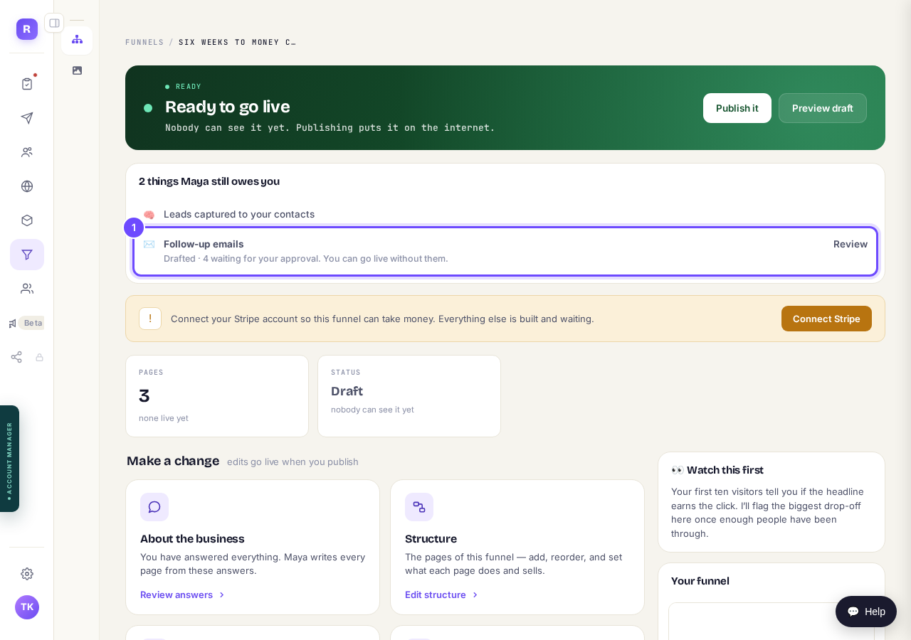 Press "Review" on Follow-up emails.