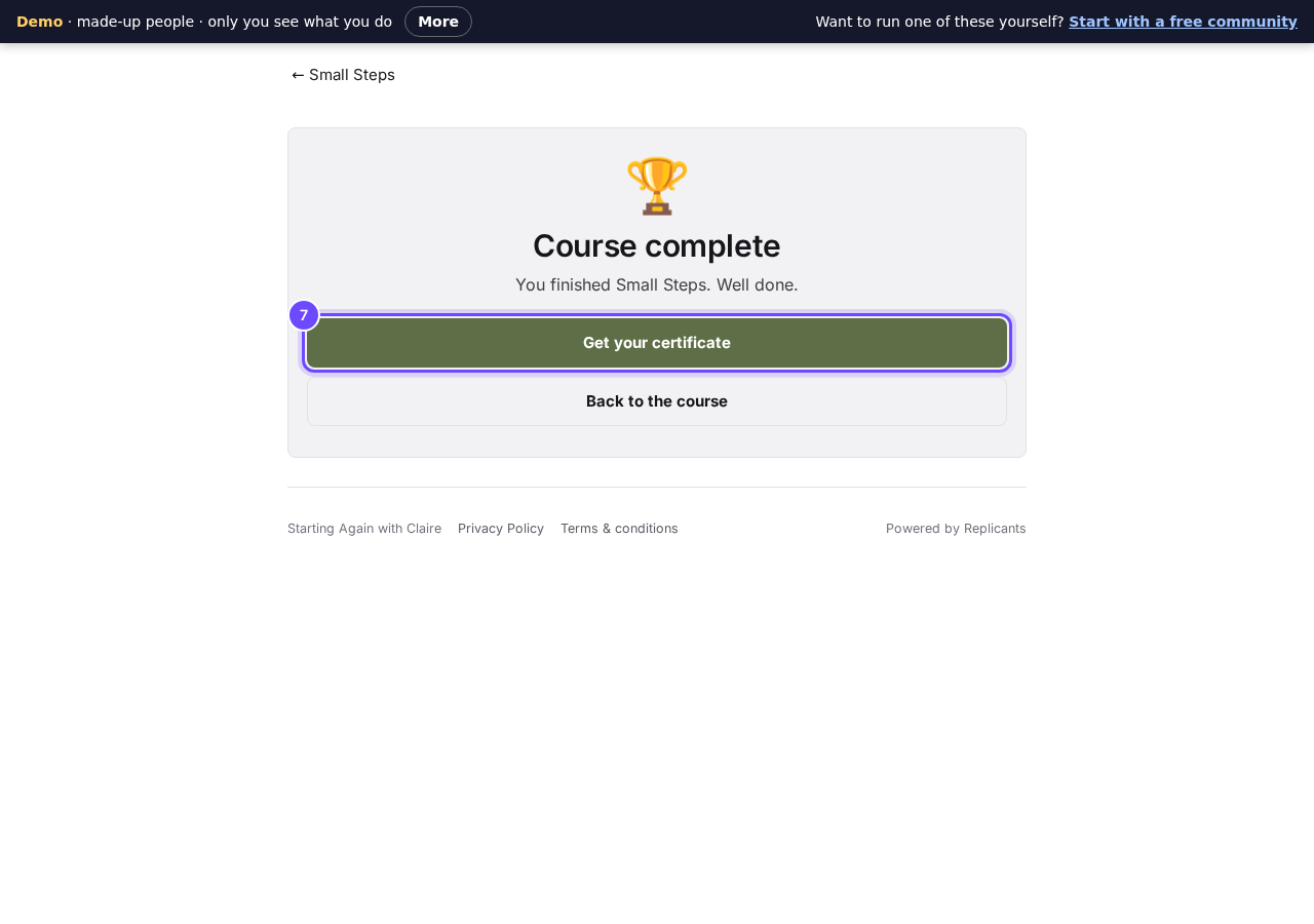 The finish, with a certificate to keep.