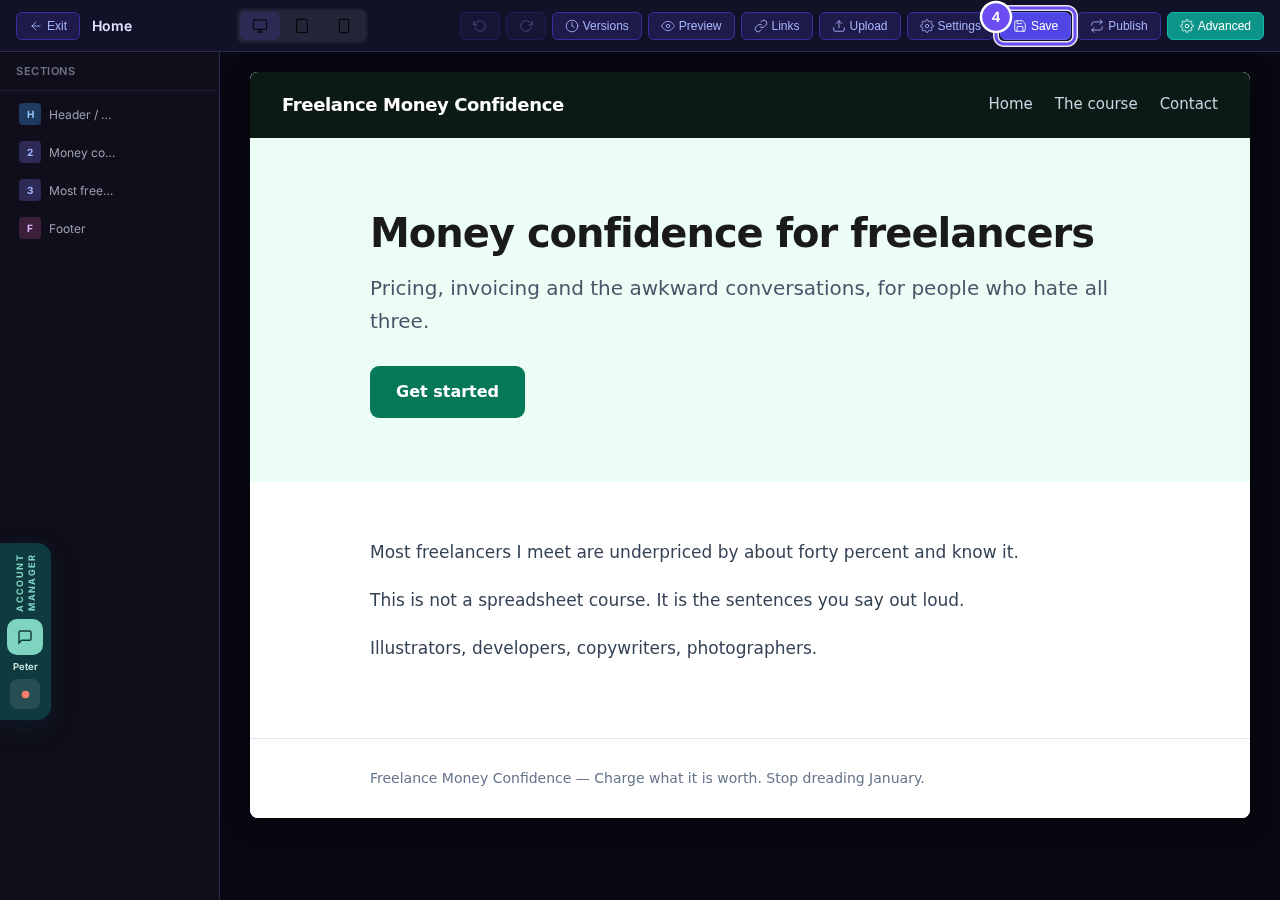 Save keeps it as a draft. Your live site has not changed.