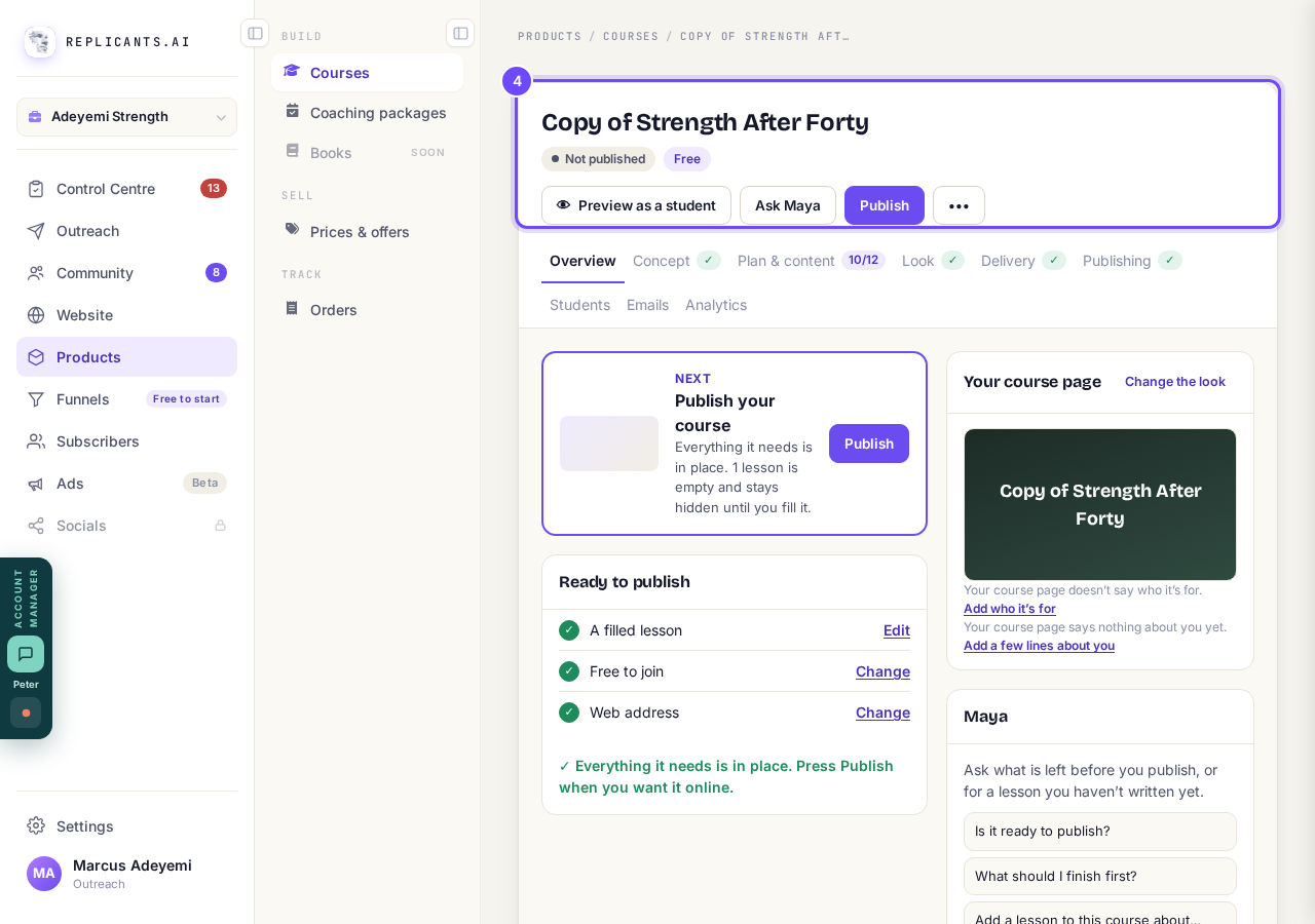 The copy, open in its own course page.