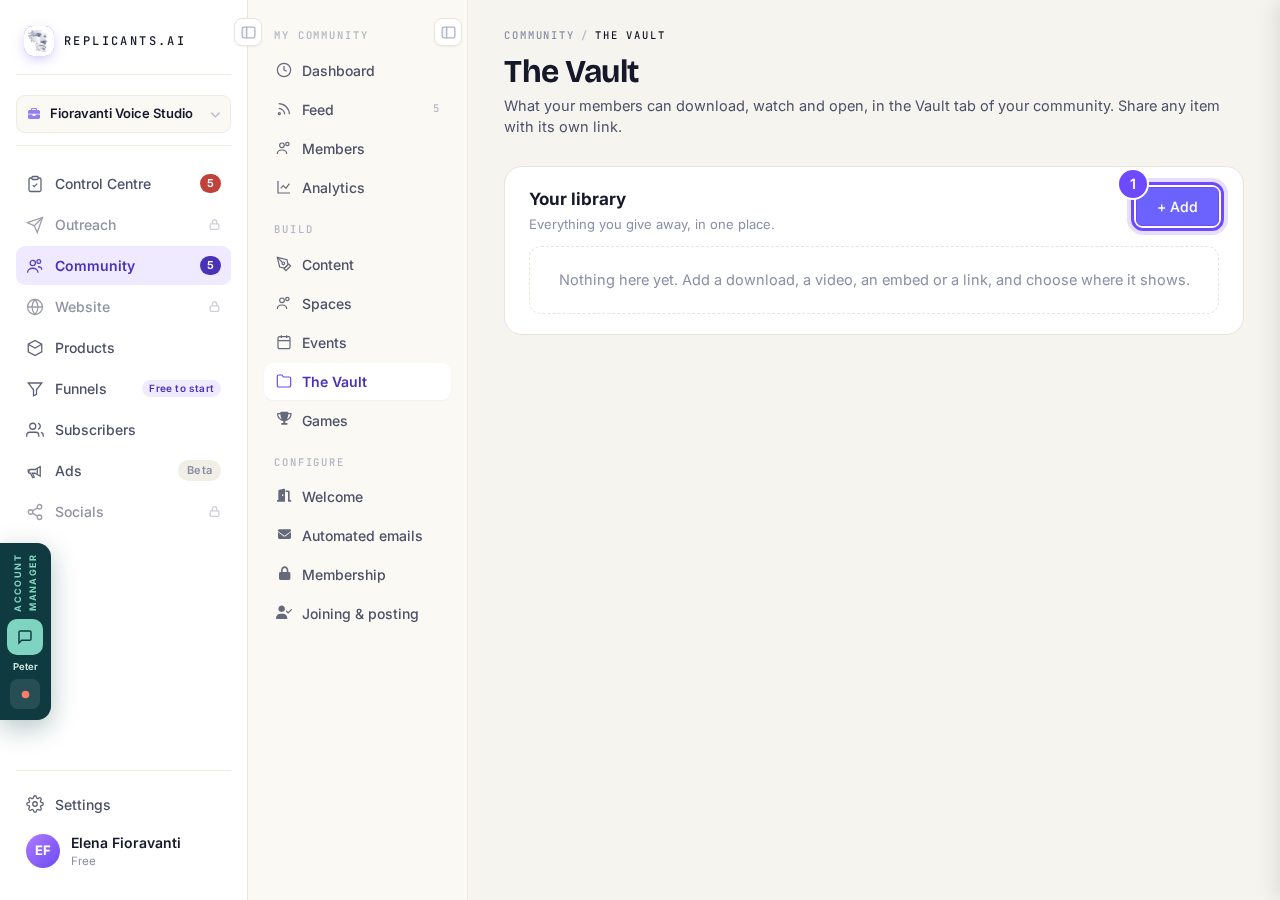 + Add, in The Vault.