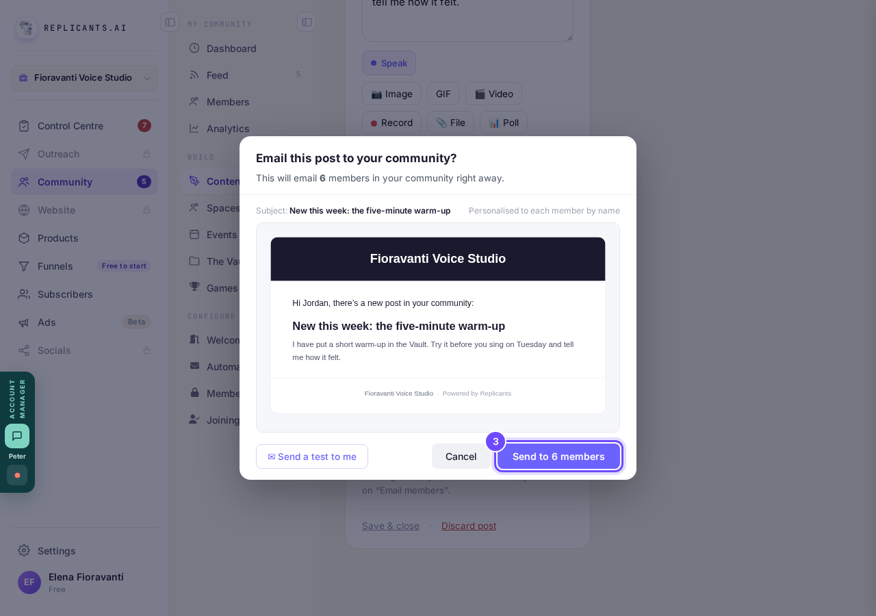 The email, and how many members it reaches.