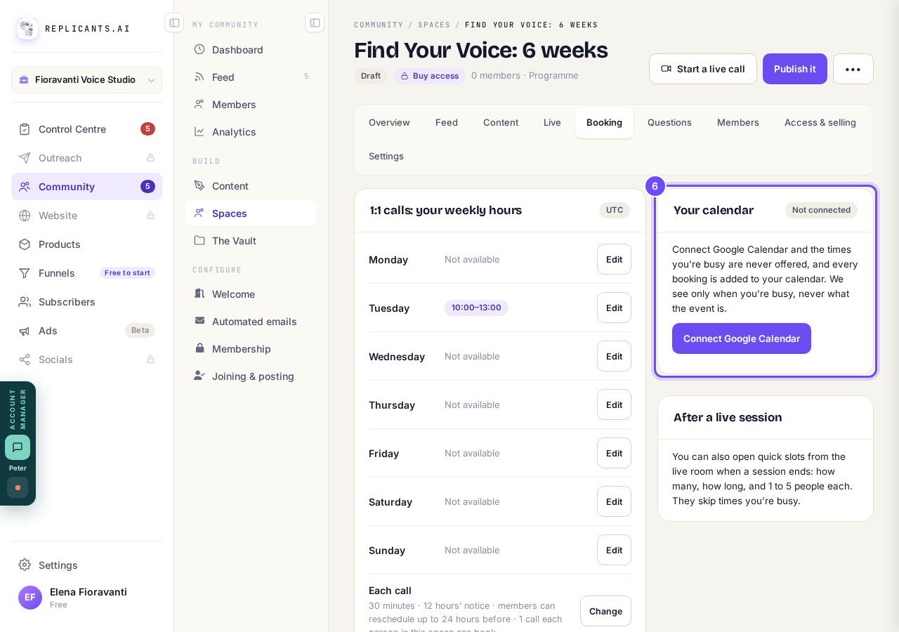 Your calendar, beside your hours.