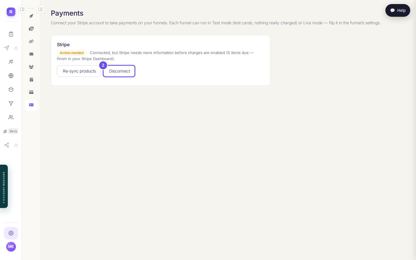 The joined account, with Disconnect beside it. Your status line may read differently from this one.