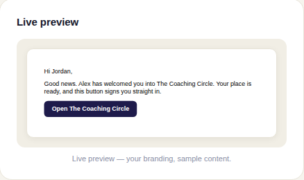 The You're in email, as the person receives it.