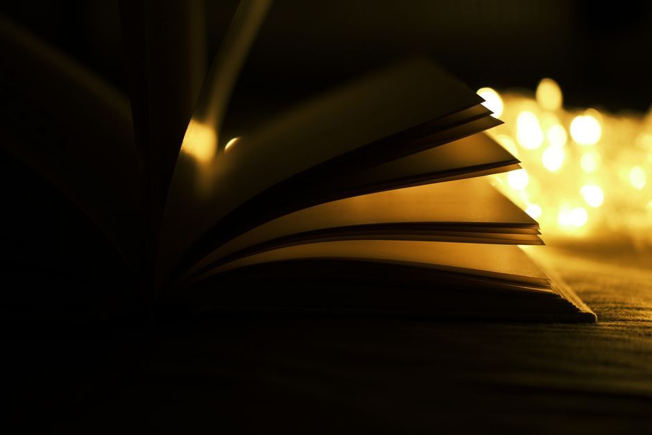 Open book in warm light